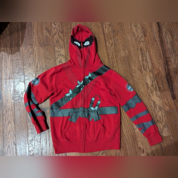 Peepin And Creepin Red Ninja Full face mask hoodie! Youth Size large 14 - Picture 5 of 7